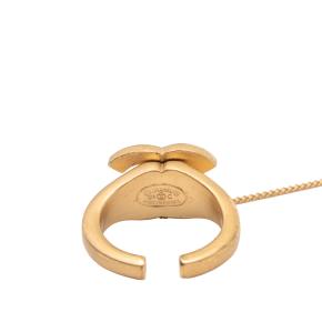 Chanel  Gold Plated Rhinestone and Logo Cuff Bracelet and Ring Set 5