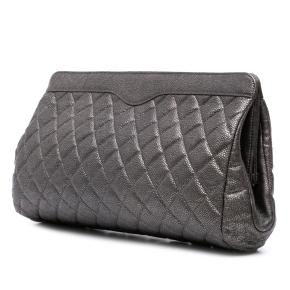Chanel  Metallic Quilted Caviar Clutch 3