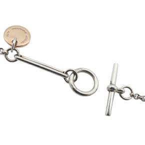 Hermes S Silver and 18K Rose Gold Ex-Libris Long Necklace 2