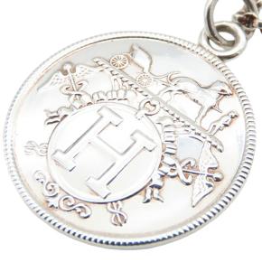 Hermes S Silver and 18K Rose Gold Ex-Libris Long Necklace 7