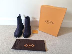 Tod's Blue Suede Chelse Boots 3