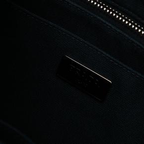 Prada Black Small Feather Trimmed Canvas Canapa Satchel 5