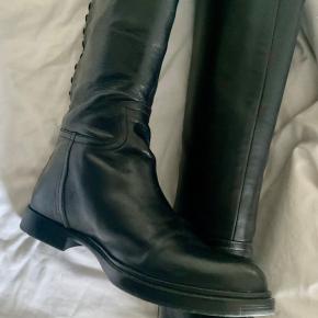 Miu Miu Black Leather Lace `back Knee High Boots 6