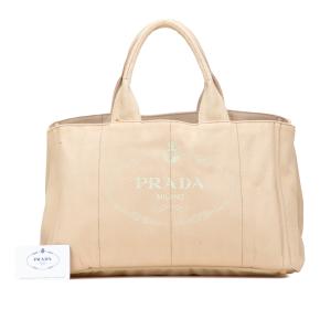 Prada Beige Large Canvas Canapa Logo Satchel 11