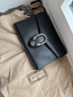 Gucci Black Leather Dionysus Crossbody Bag 8