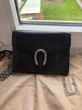 Gucci Black Leather Dionysus Crossbody Bag 21