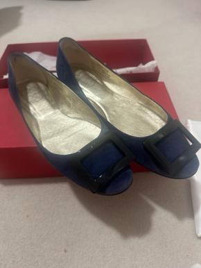 Roger Vivier Navy Suede Flats 5
