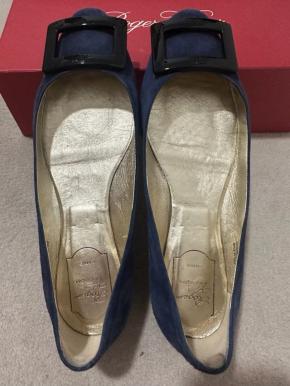 Roger Vivier Navy Suede Flats 3