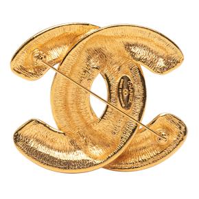 Chanel CC Gold Plated Quilted Brooch 2
