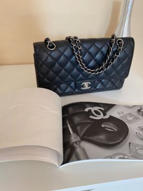 Chanel Medium Black Classic Caviar Double Flap Bag 8