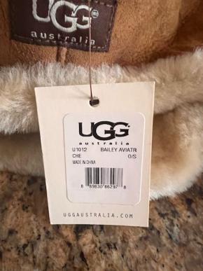 Ugg Chestnut Suede Bailey Aviator/Trapper Hat. 4