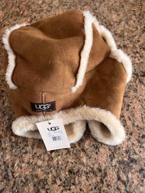 Ugg Chestnut Suede Bailey Aviator/Trapper Hat. 5