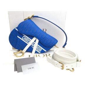 Dior Blue Perforated Oblique Embossed Calfskin Saddle Bag 14