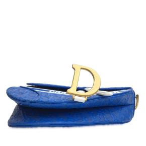 Dior Blue Perforated Oblique Embossed Calfskin Saddle Bag 4