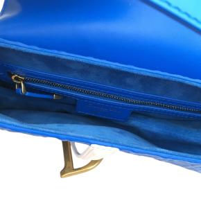 Dior Blue Perforated Oblique Embossed Calfskin Saddle Bag 5