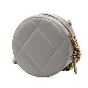Lambskin Gray 19 Round Clutch with Chain 3