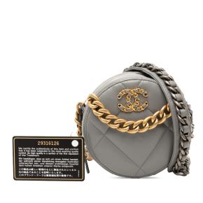Lambskin Gray 19 Round Clutch with Chain 8