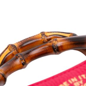 Gucci Red Small Bicolor Calfskin Bamboo Shopper Satchel 12