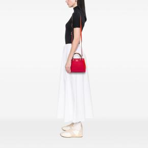 Gucci Red Small Bicolor Calfskin Bamboo Shopper Satchel 13