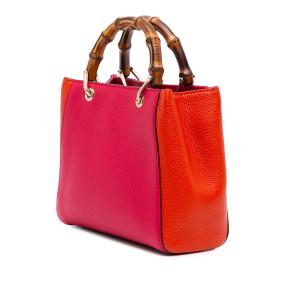 Gucci Red Small Bicolor Calfskin Bamboo Shopper Satchel 2