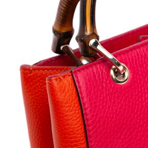 Gucci Red Small Bicolor Calfskin Bamboo Shopper Satchel 8
