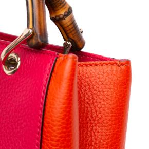 Gucci Red Small Bicolor Calfskin Bamboo Shopper Satchel 9