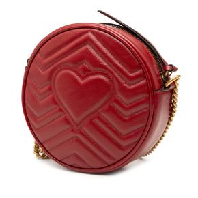 Gucci Red Mini GG Marmont Matelasse Leather Round Crossbody 2