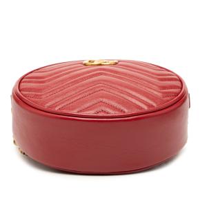 Gucci Red Mini GG Marmont Matelasse Leather Round Crossbody 3
