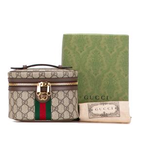Gucci Coated Canvas GG Supreme Web Ophidia Vanity Bag 2