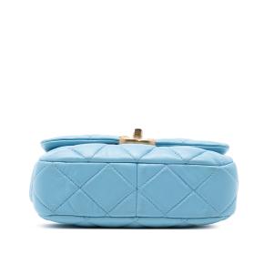 Chanel Blue Mini Quilted Lambskin Lacquered Chain Flap 3