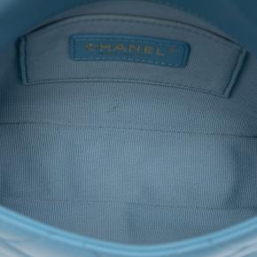 Chanel Blue Mini Quilted Lambskin Lacquered Chain Flap 4