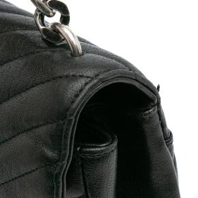 Saint Laurent Black Medium Quilted Chevron Sheepskin College Satchel 8