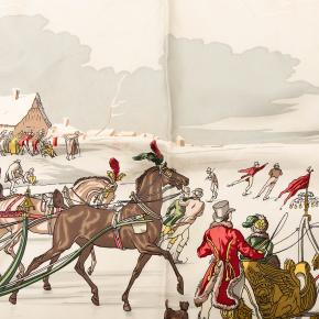 Hermes Printed Les Plaisirs du Froid Silk Scarf 90 5