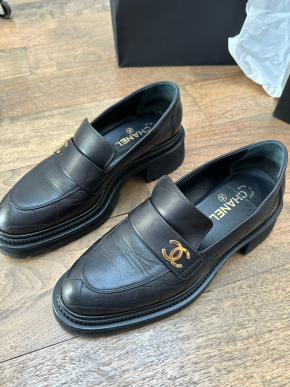 Chanel Black Quilted Leather Chunky Platform Loafers 3