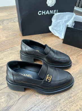 Chanel Black Quilted Leather Chunky Platform Loafers 4