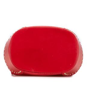 Gucci Red Leather Medium Diamante Calfskin Studded Bright Bucket Bag 3