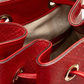 Gucci Red Leather Medium Diamante Calfskin Studded Bright Bucket Bag 6