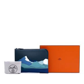 Hermes Blue Togo Swift Endless Road Clutch With Box 2