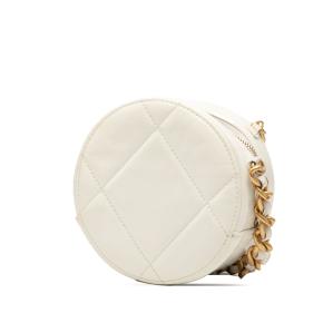 Chanel White Lambskin 19 Round Clutch with Chain 2