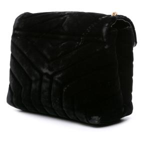 Saint Laurent Black Velvet Small Matelasse Velvet Monogram LouLou Crossbody 2