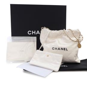 Chanel White Small Goatskin 22 14
