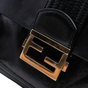 Fendi Black Leather Baguette Chain Flap Crossbody 8