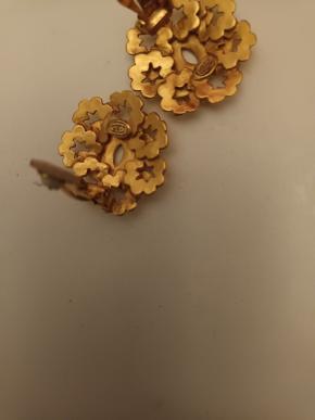 Chanel Gold Plated CC Flower Earrings 4