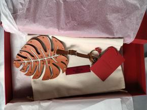 Valentino Tan Leather Monstero Leaf Keyring 7