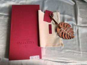 Valentino Tan Leather Monstero Leaf Keyring 6