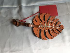 Valentino Tan Leather Monstero Leaf Keyring 9