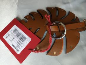 Valentino Tan Leather Monstero Leaf Keyring 3