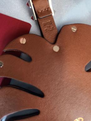 Valentino Tan Leather Monstero Leaf Keyring 4