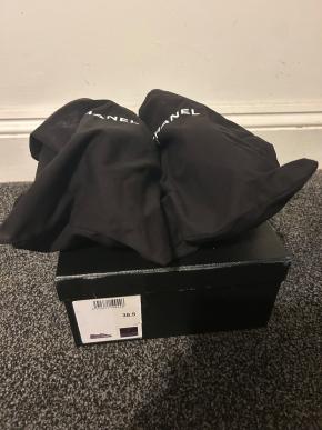 Chanel Navy Blue Leather Moccasins 8