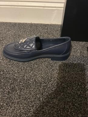 Chanel Navy Blue Leather Moccasins 4